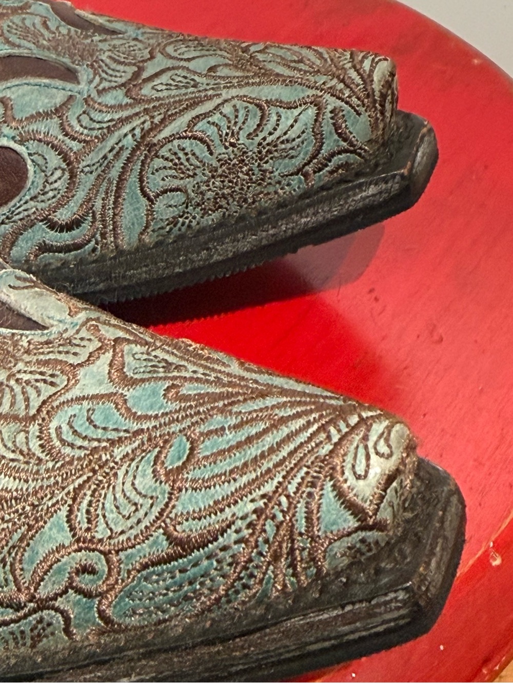 Old Gringo Brown Leather Boots with Turquoise & Brown Embroidery Accents 8.5 - Picture 11 of 15